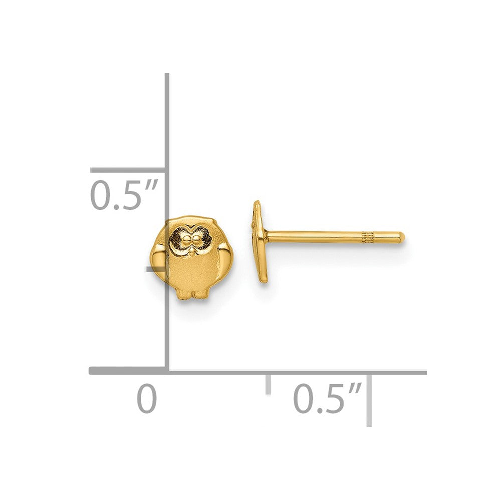 14K Yellow Gold Madi K Polished & Satin Owl Post Earrings