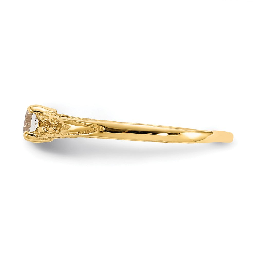 14K Yellow Gold Madi K 3mm White Topaz Birthstone Baby Ring