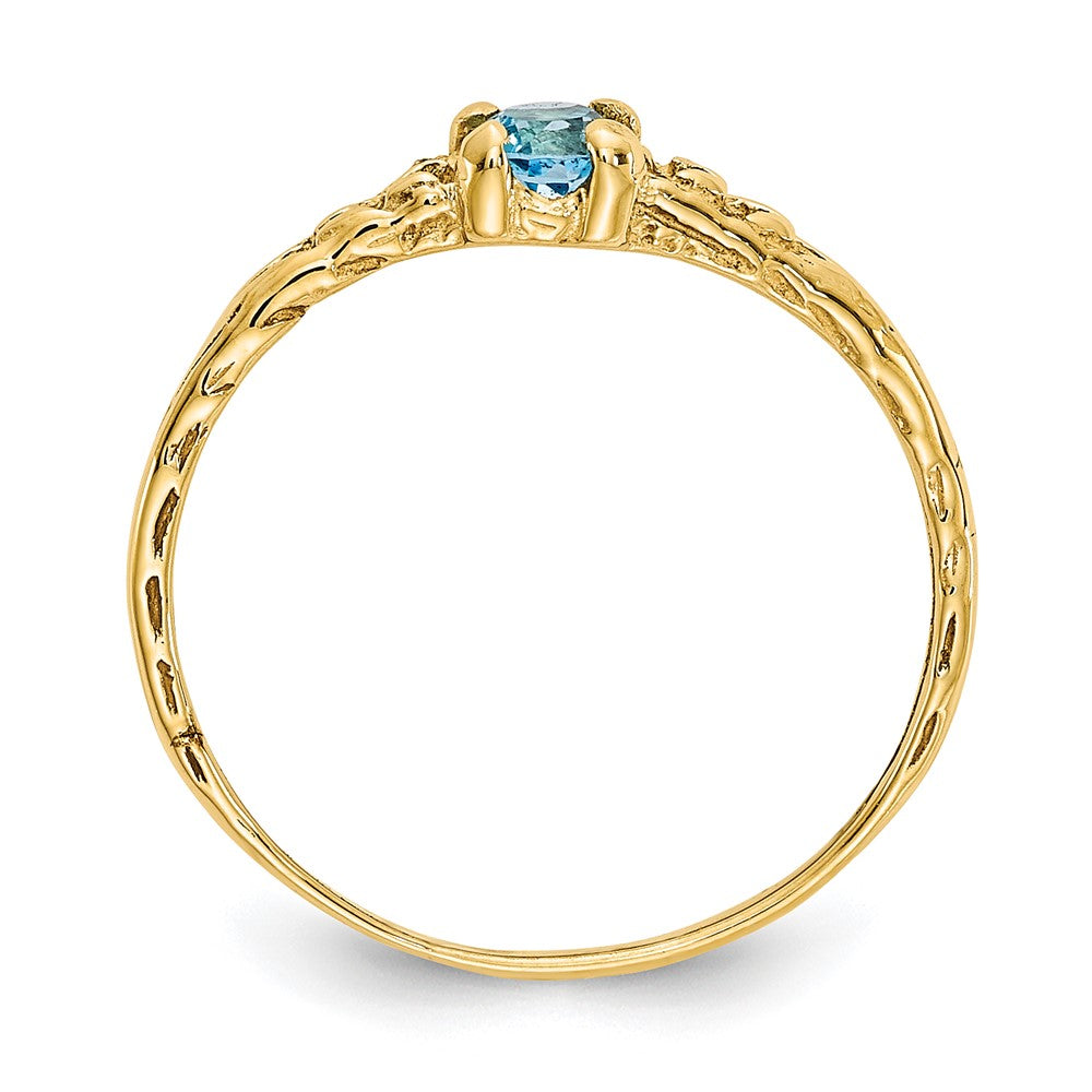 14K Yellow Gold Madi K 3mm Blue Topaz Birthstone Baby Ring
