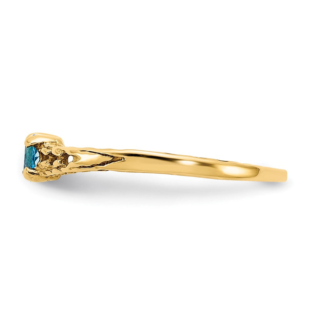 14K Yellow Gold Madi K 3mm Blue Topaz Birthstone Baby Ring