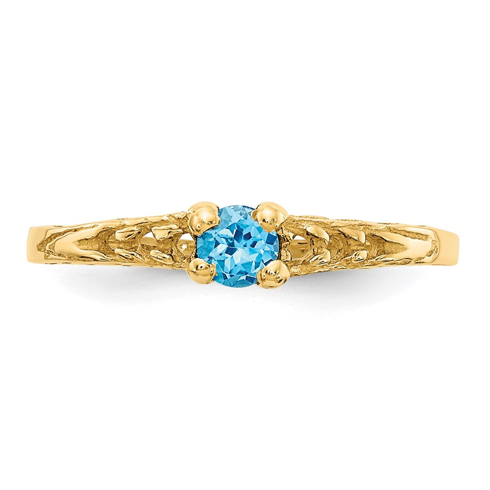 14K Yellow Gold Madi K 3mm Blue Topaz Birthstone Baby Ring