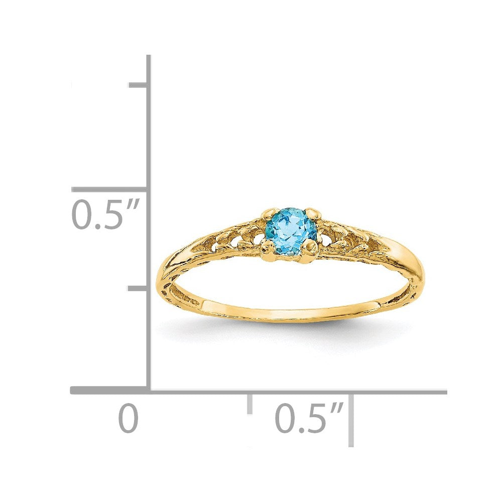 14K Yellow Gold Madi K 3mm Blue Topaz Birthstone Baby Ring