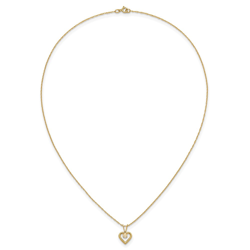 14K Yellow Gold Madi K 3mm Opal Heart Necklace