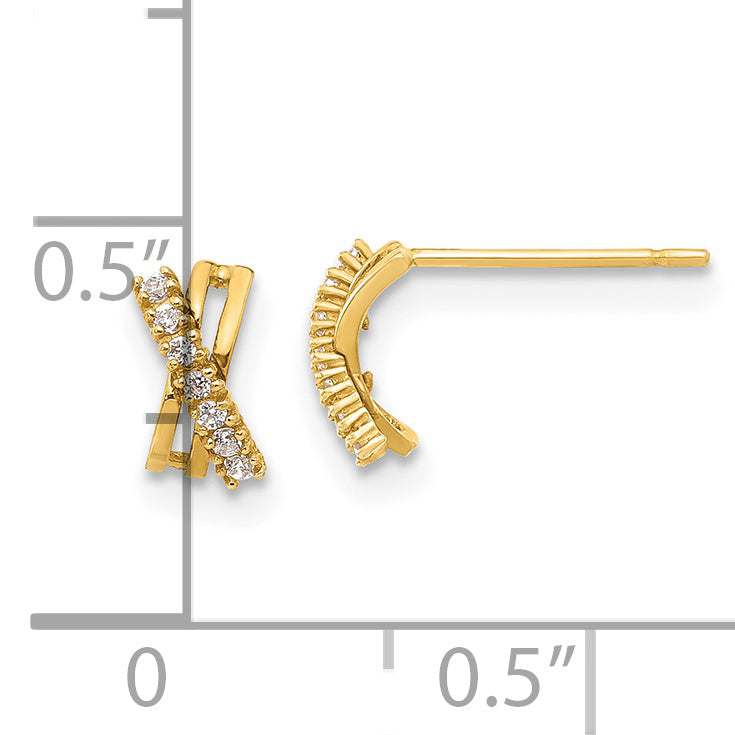 14K Yellow Gold Madi K Cz Children'S X Post Earrings