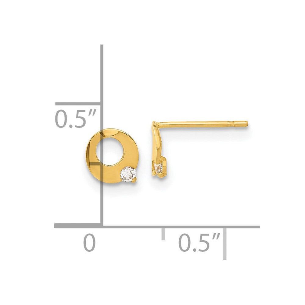14K Yellow Gold Madi K Cz Children'S Circle Post Earrings