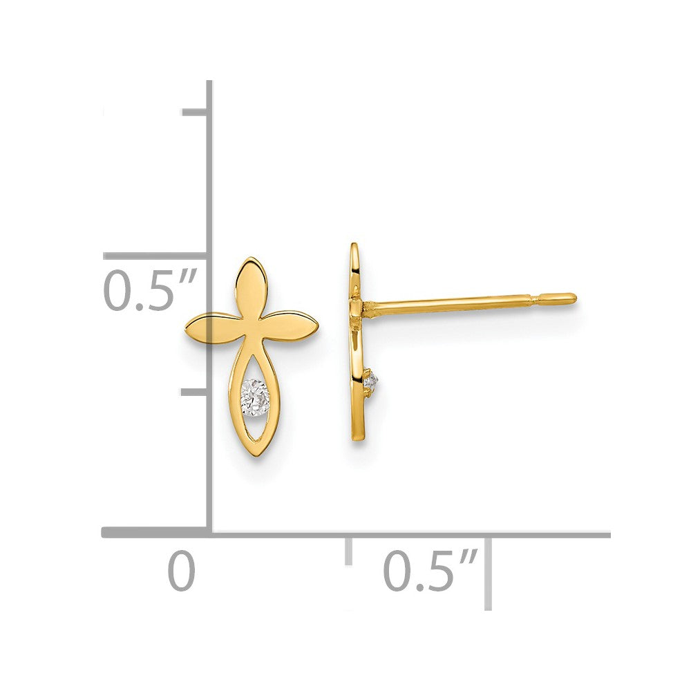 14K Yellow & Rhodium Madi K White Heart Post Earrings