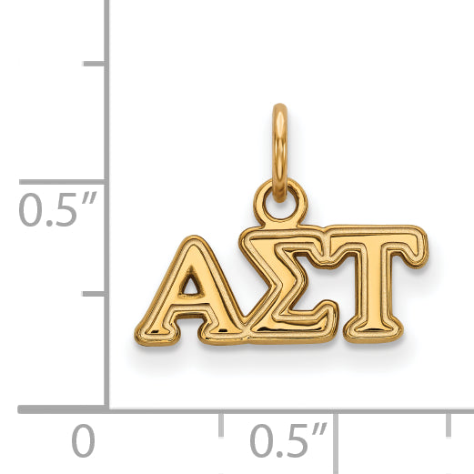 Gold Plated Sterling Silver Logoart Alpha Sigma Tau Sorority Greek Letters Extra Small Pendant