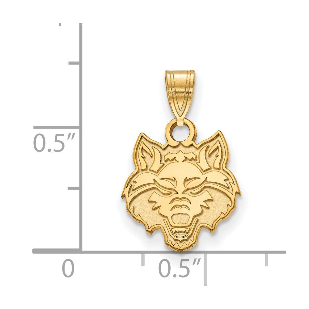 10K Yellow Gold Logoart Arkansas State University Wolf Small Pendant