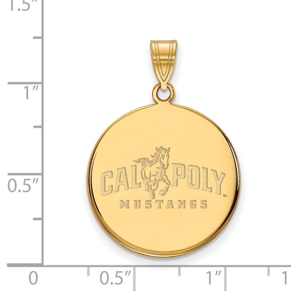 Gold Plated Sterling Silver Logoart California Polytechnic State University Mustangs Large Disc Pendant
