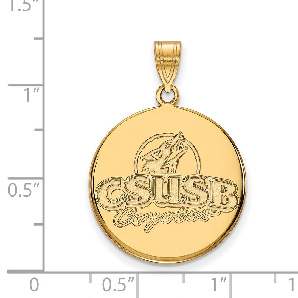 Gold Plated Sterling Silver Logoart California State University San Bernardino Coyotes Large Disc Pendant