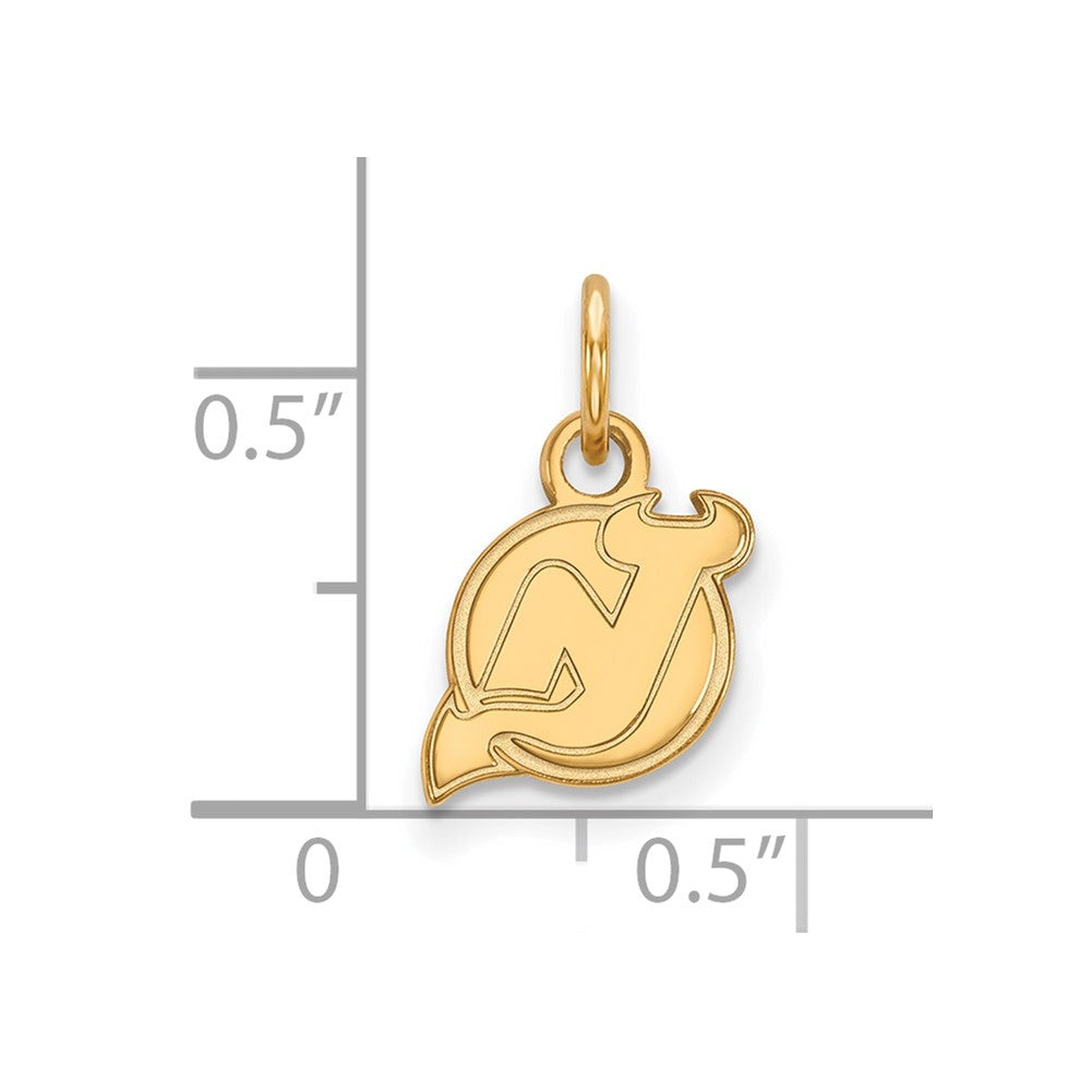 10K Yellow Gold Nhl Logoart New Jersey Devils Extra Small Pendant