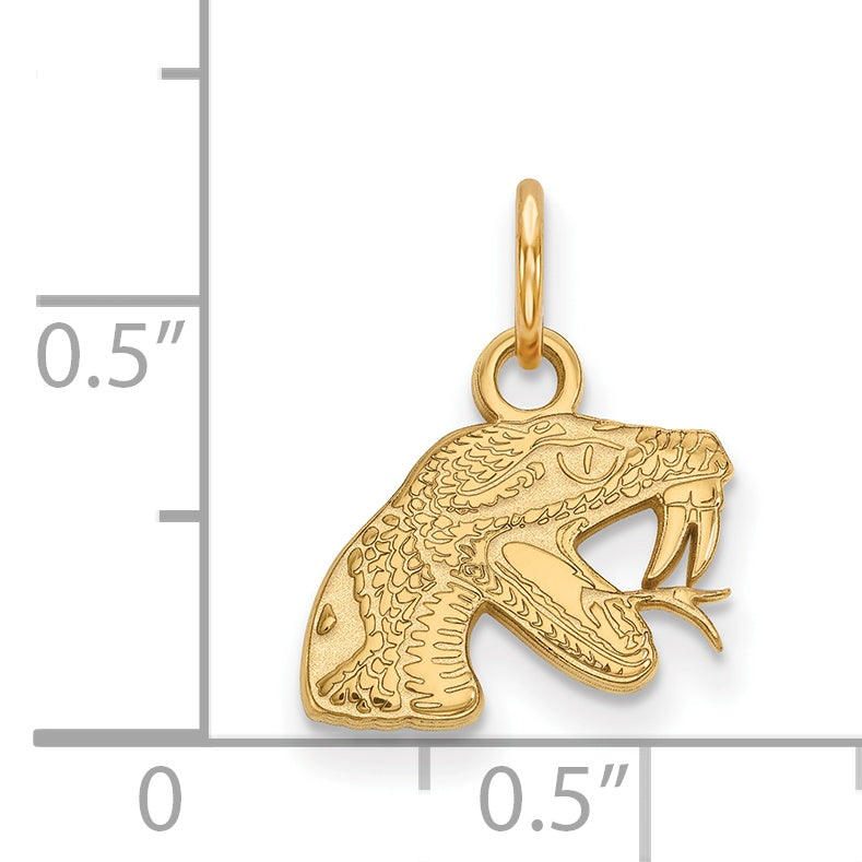 Gold Plated Sterling Silver Logoart Florida A And M University Rattler Extra Small Pendant