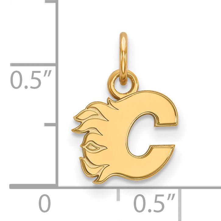 Gold Plated Sterling Silver Nhl Logoart Calgary Flames Letter C Extra Small Pendant