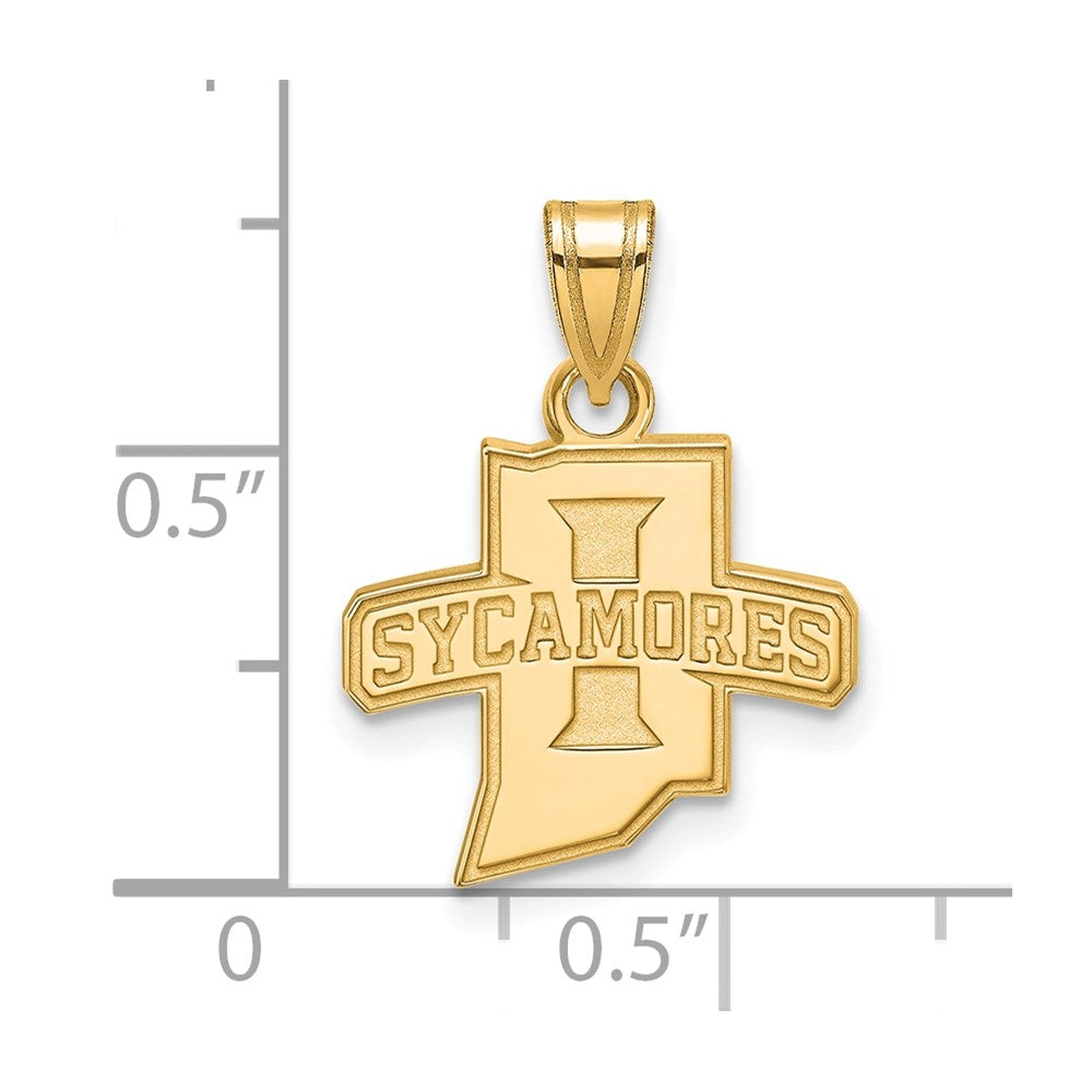 14K Yellow Gold Logoart Indiana State University Sycamores Small Pendant