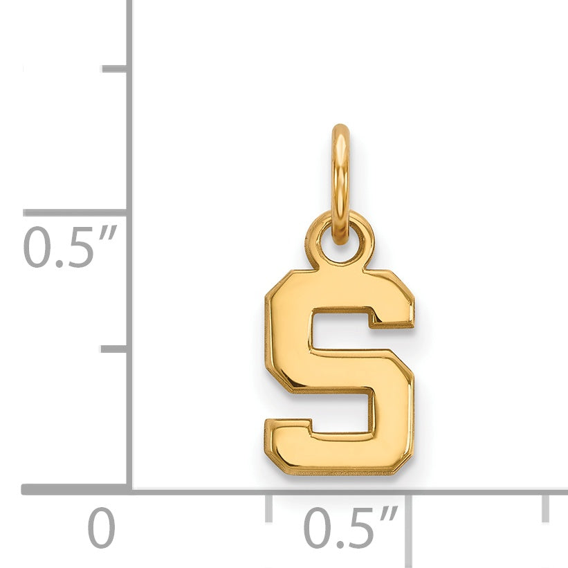 Gold Plated Sterling Silver Logoart Michigan State University Letter S Extra Small Pendant
