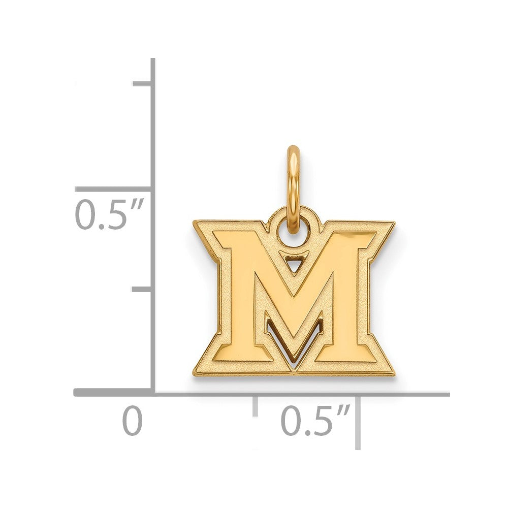 10K Yellow Gold Logoart Miami University Ohio Letter M Extra Small Pendant