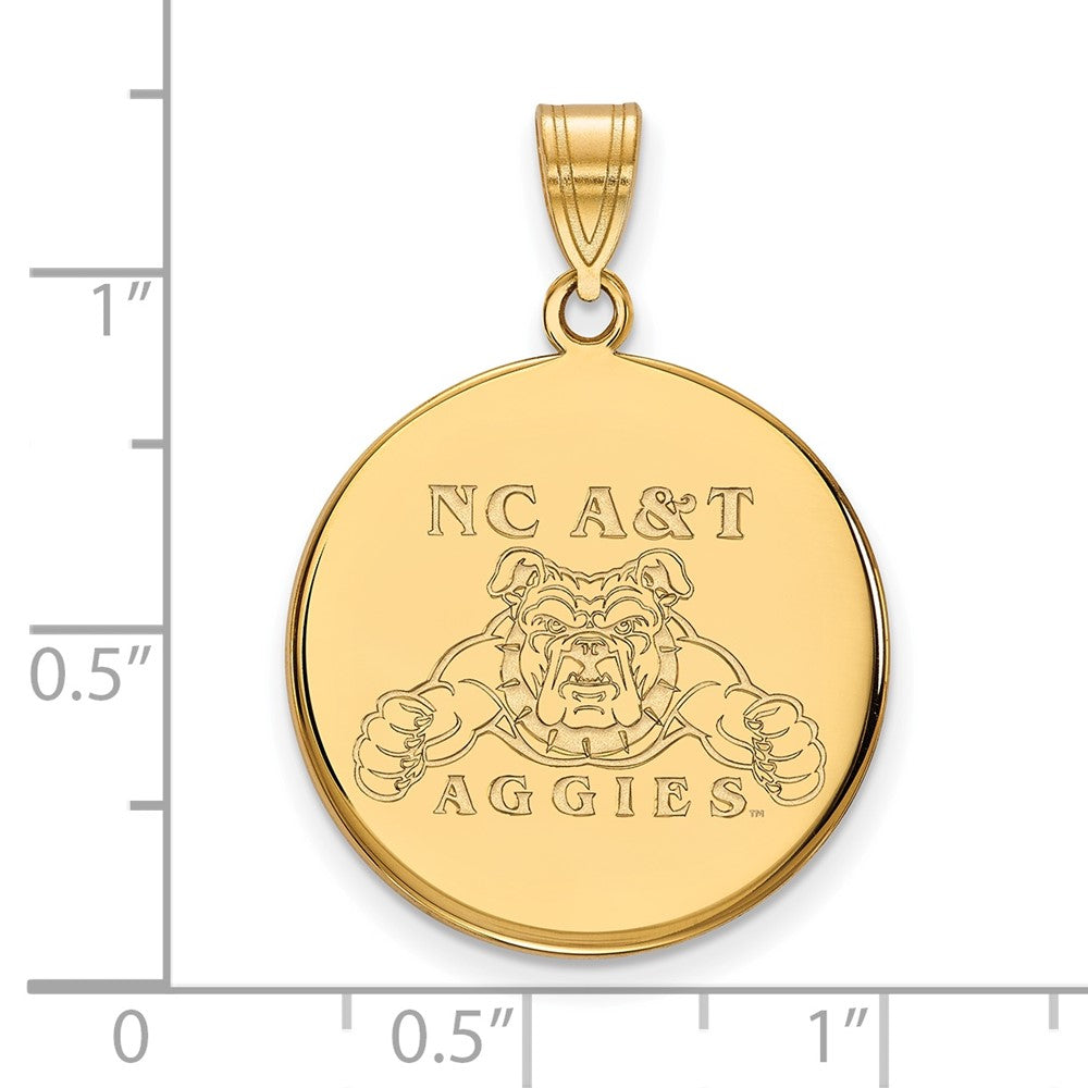 14K Yellow Gold Logoart North Carolina A And T Aggies Large Disc Pendant