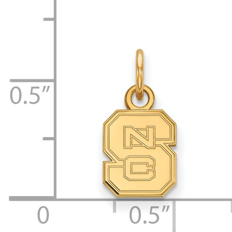 Gold Plated Sterling Silver Logoart North Carolina State University N C S Extra Small Pendant
