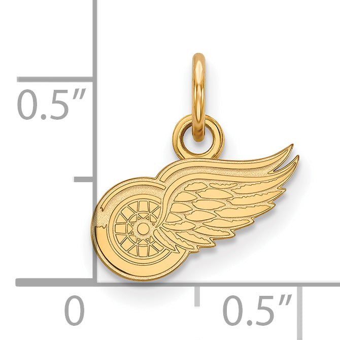 Gold Plated Sterling Silver Nhl Logoart Detroit Red Wings Extra Small Pendant