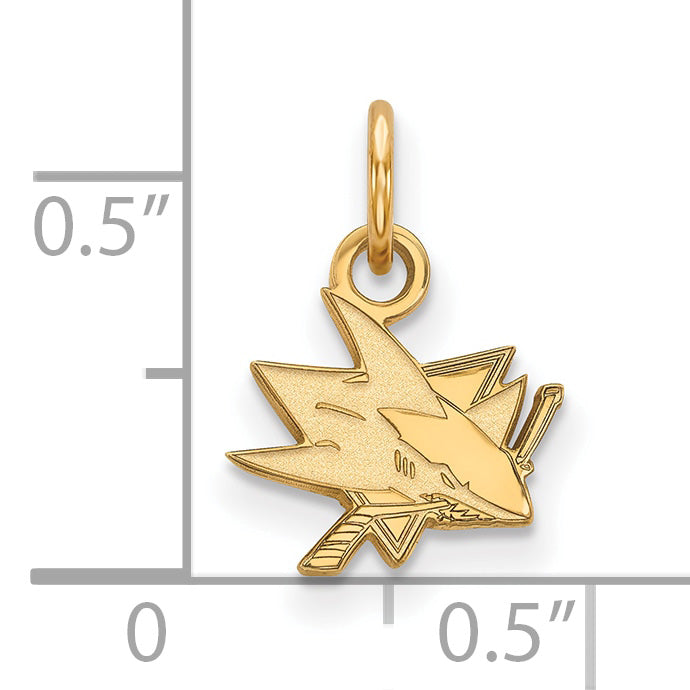 Gold Plated Sterling Silver Nhl Logoart San Jose Sharks Extra Small Pendant
