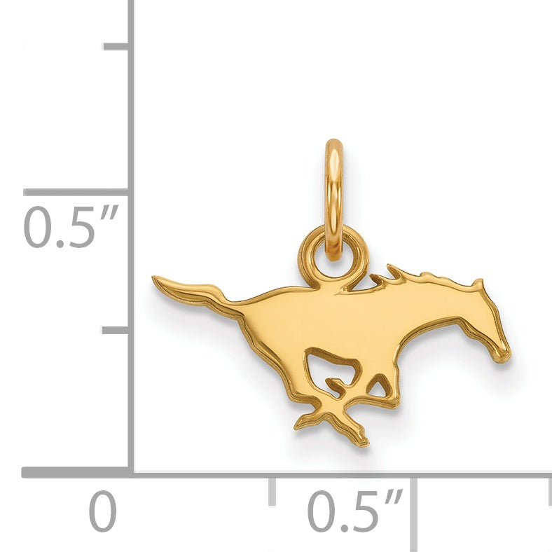 Gold Plated Sterling Silver Logoart Southern Methodist University Mustang Extra Small Pendant