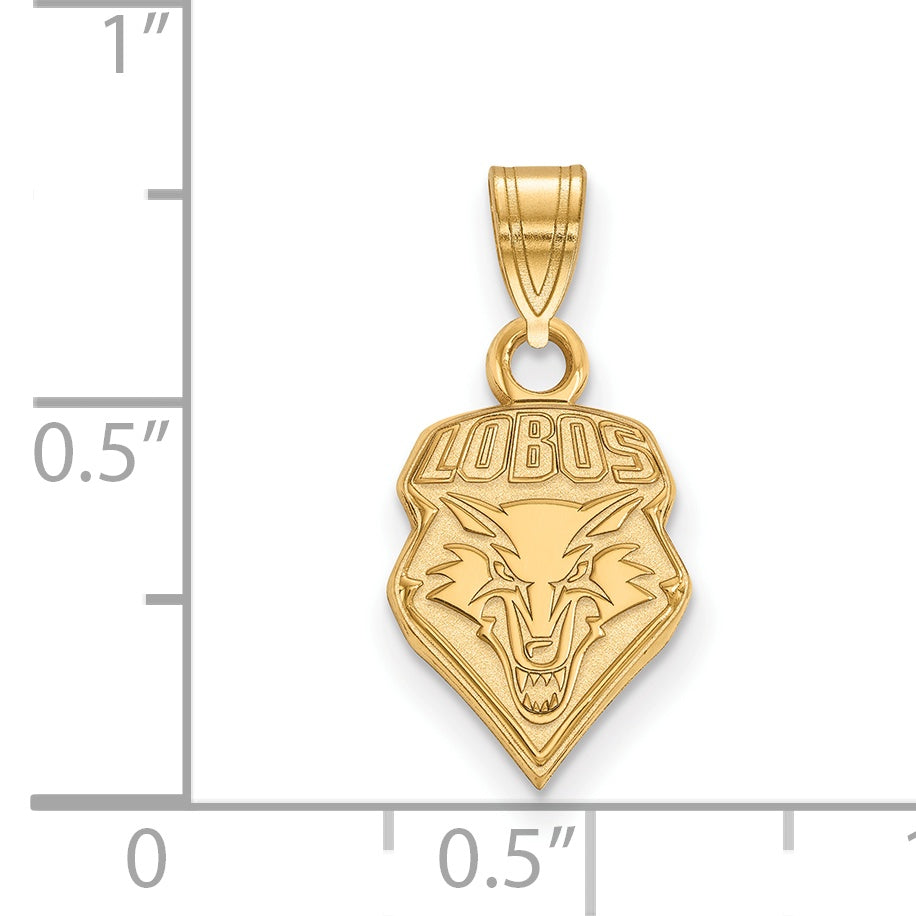 Gold Plated Sterling Silver Logoart University Of New Mexico Lobos Small Pendant