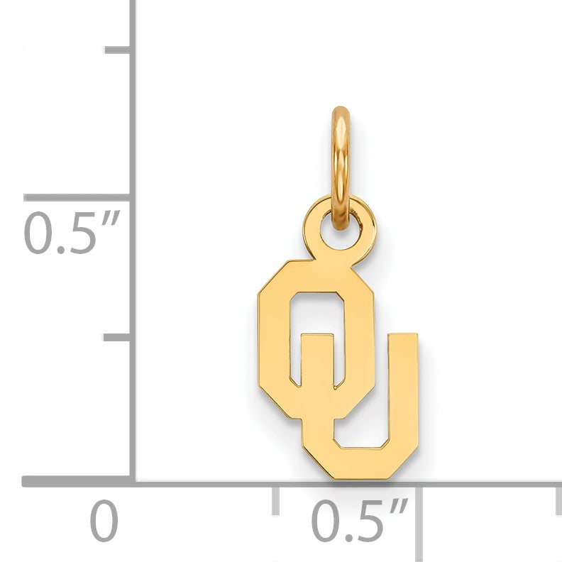 Gold Plated Sterling Silver Logoart University Of Oklahoma O U Extra Small Pendant