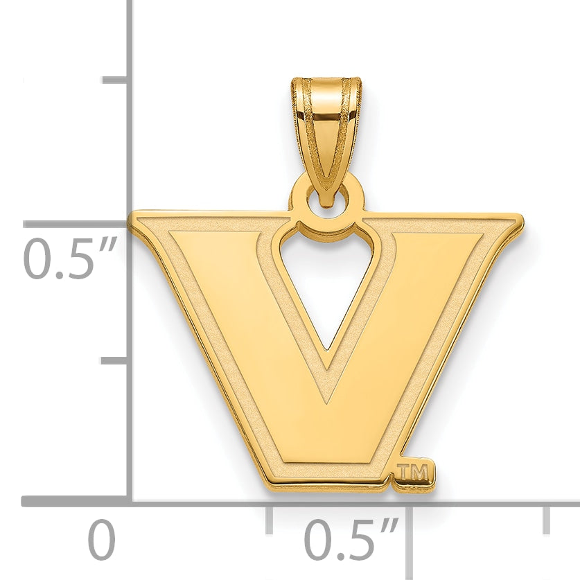 Gold Plated Sterling Silver Gp Logoart Vanderbilt University Small Pendant