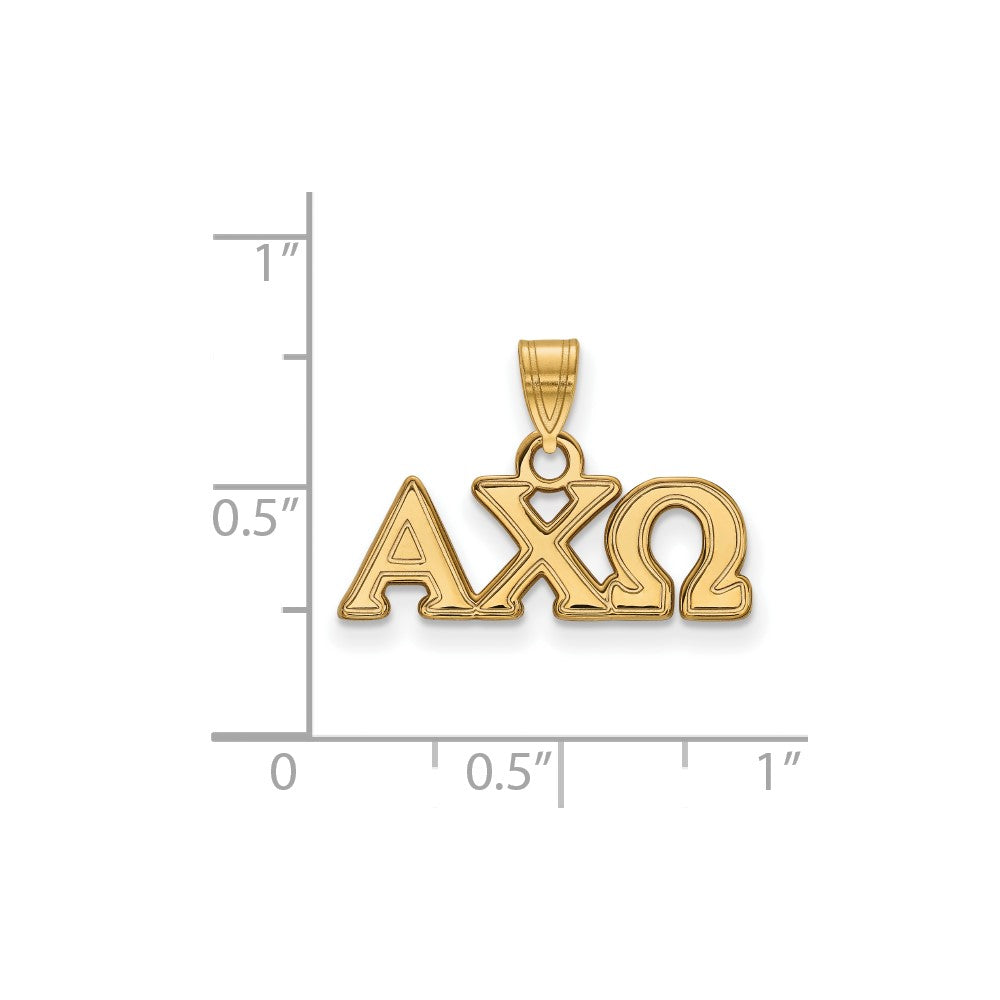 Gold Plated Sterling Silver Logoart Alpha Chi Omega Sorority Greek Letters Small Pendant