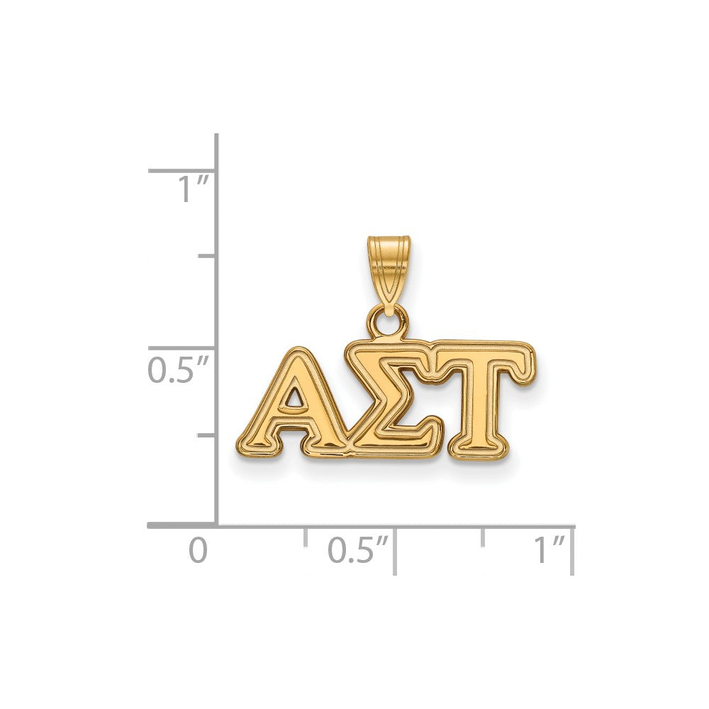 Gold Plated Sterling Silver Logoart Alpha Sigma Tau Sorority Greek Letters Small Pendant