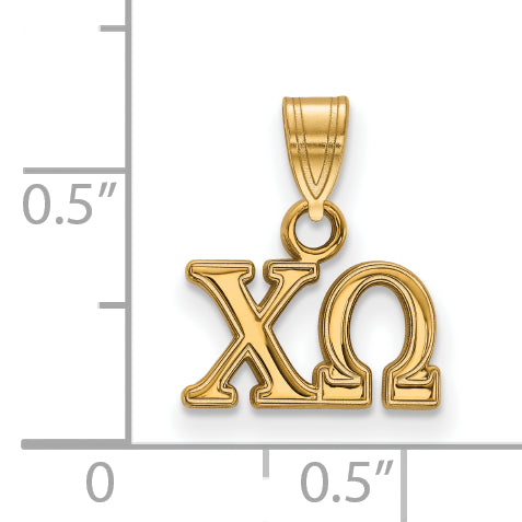Gold Plated Sterling Silver Logoart Chi Omega Sorority Greek Letters Small Pendant