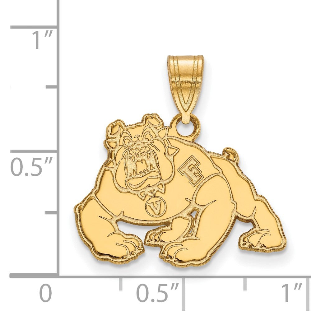 Gold Plated Sterling Silver Logoart California State University Fresno Bulldog Medium Pendant