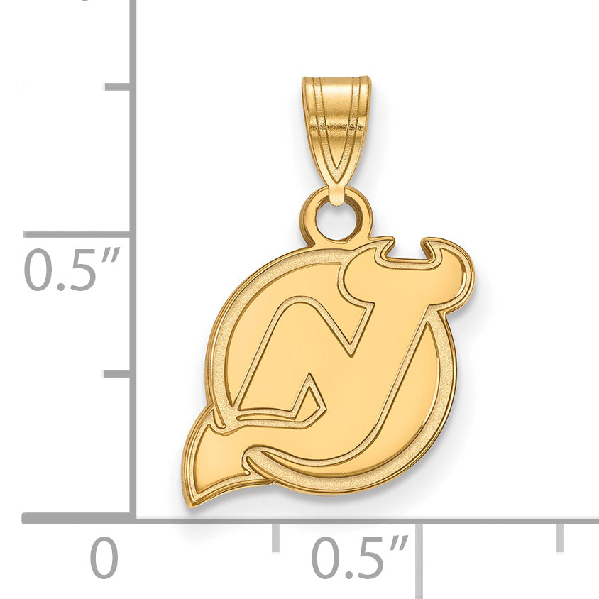 Gold Plated Sterling Silver Nhl Logoart New Jersey Devils Small Pendant