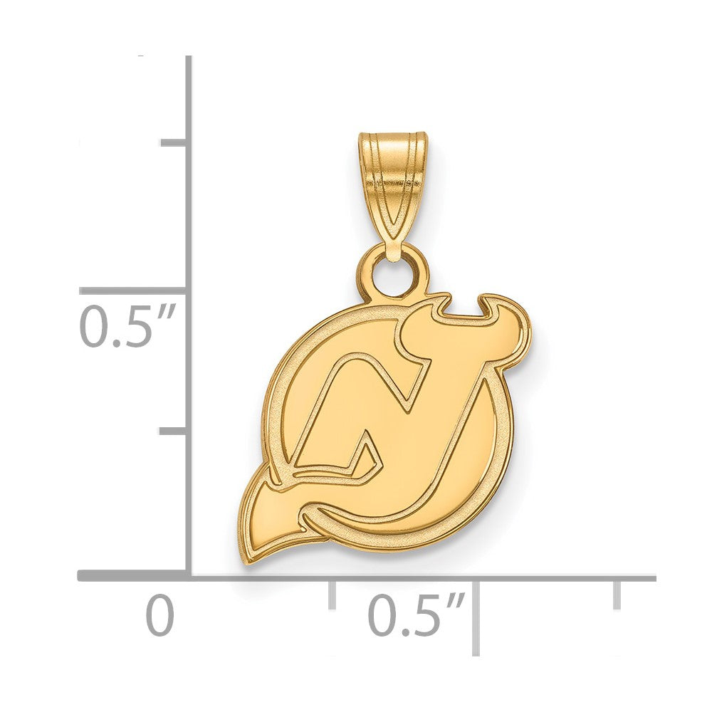 14K Yellow Gold Nhl Logoart New Jersey Devils Small Pendant
