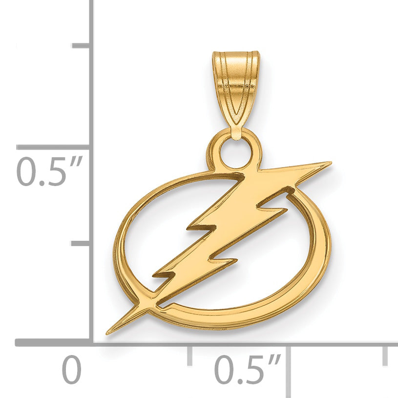 Gold Plated Sterling Silver Nhl Logoart Tampa Bay Lightning Small Pendant