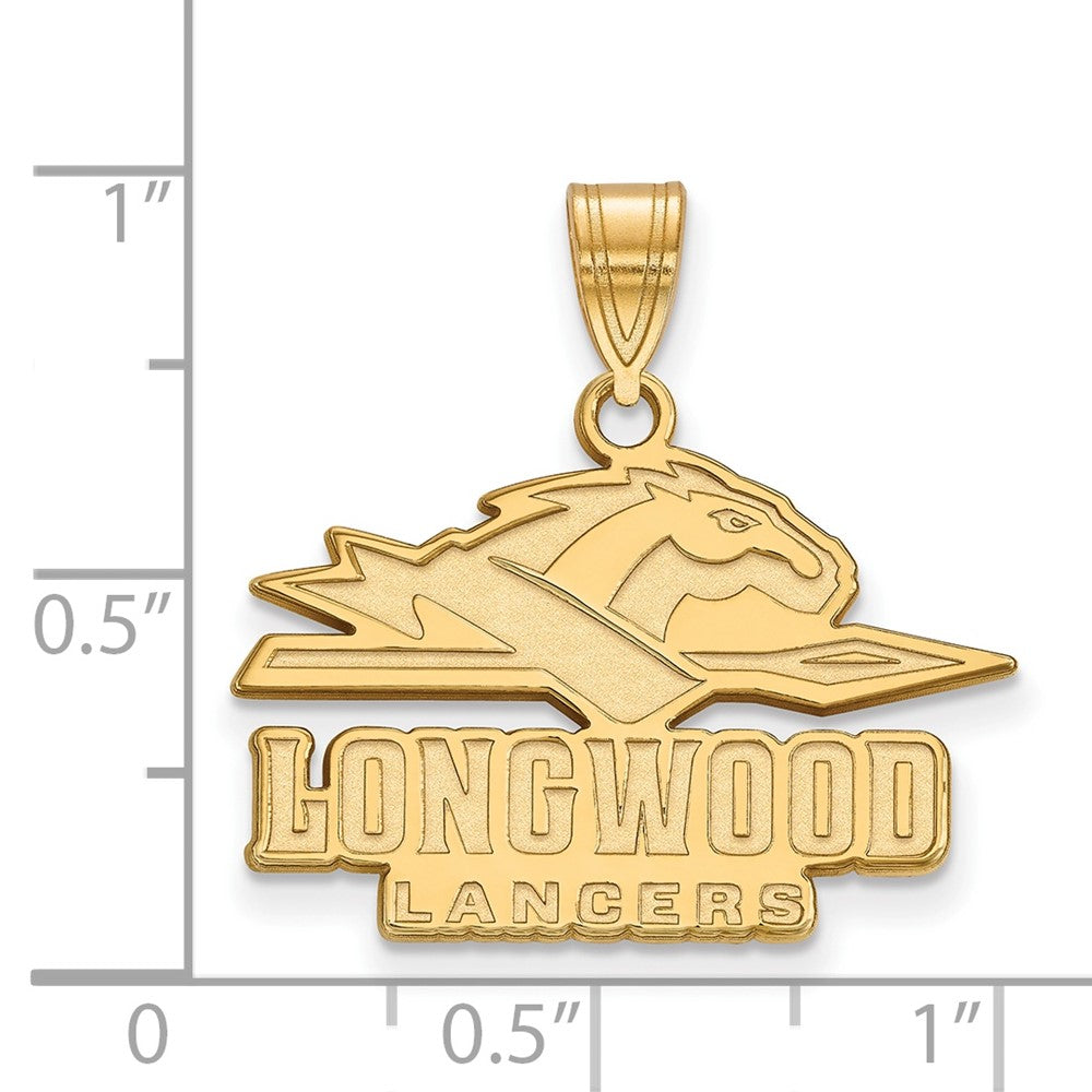 Gold Plated Sterling Silver Logoart Longwood University Lancers Medium Pendant