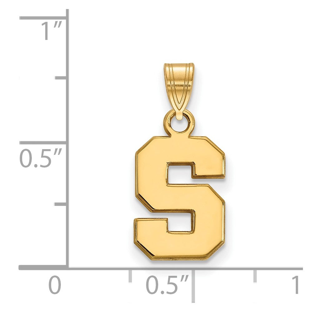 10K Yellow Gold Logoart Michigan State University Letter S Small Pendant