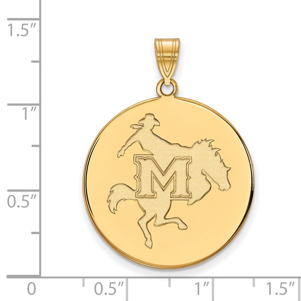 14K Yellow Gold Logoart Mcneese State University Extra Large Disc Pendant