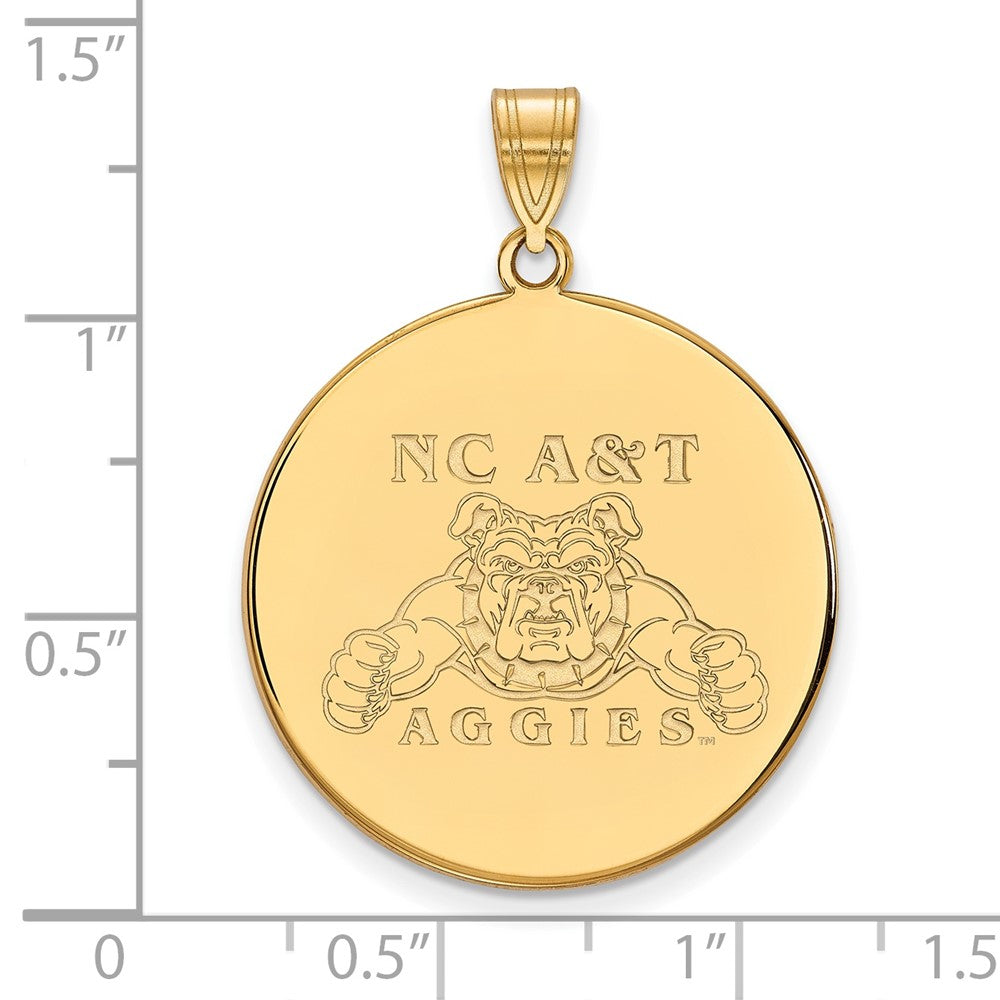 14K Yellow Gold Logoart North Carolina A And T Aggies Extra Large Disc Pendant
