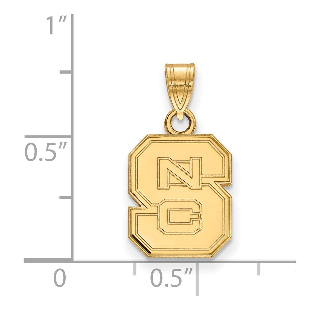14K Yellow Gold Logoart North Carolina State University N C S Small Pendant