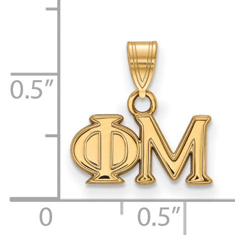 Gold Plated Sterling Silver Logoart Phi Mu Sorority Greek Letters Small Pendant
