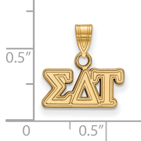 Gold Plated Sterling Silver Logoart Sigma Delta Tau Sorority Greek Letters Small Pendant