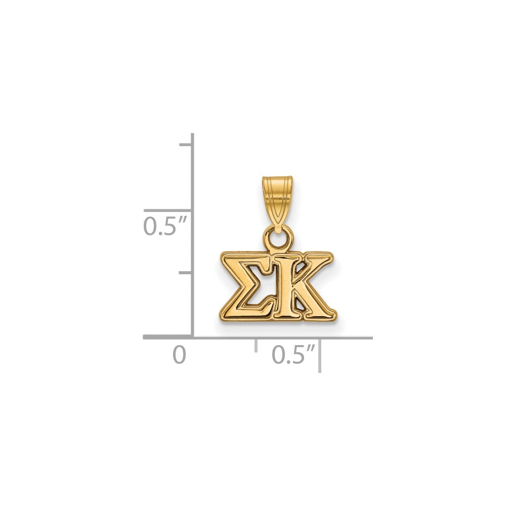 Gold Plated Sterling Silver Logoart Sigma Kappa Sorority Greek Letters Small Pendant