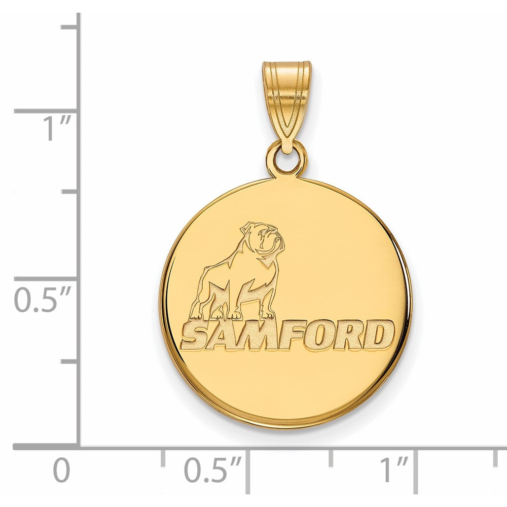 Gold Plated Sterling Silver Logoart Samford University Large Disc Pendant