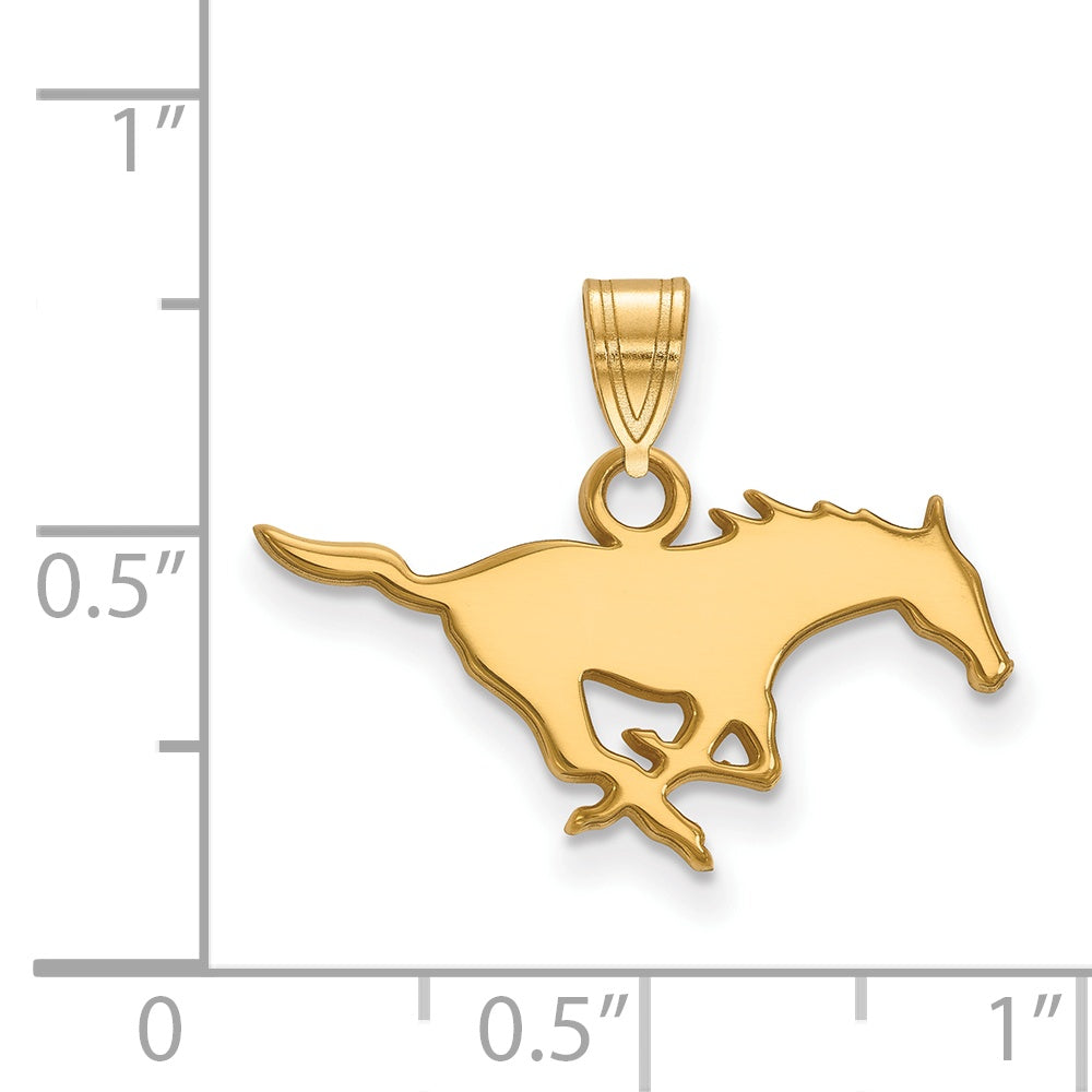 Gold Plated Sterling Silver Logoart Southern Methodist University Mustang Small Pendant