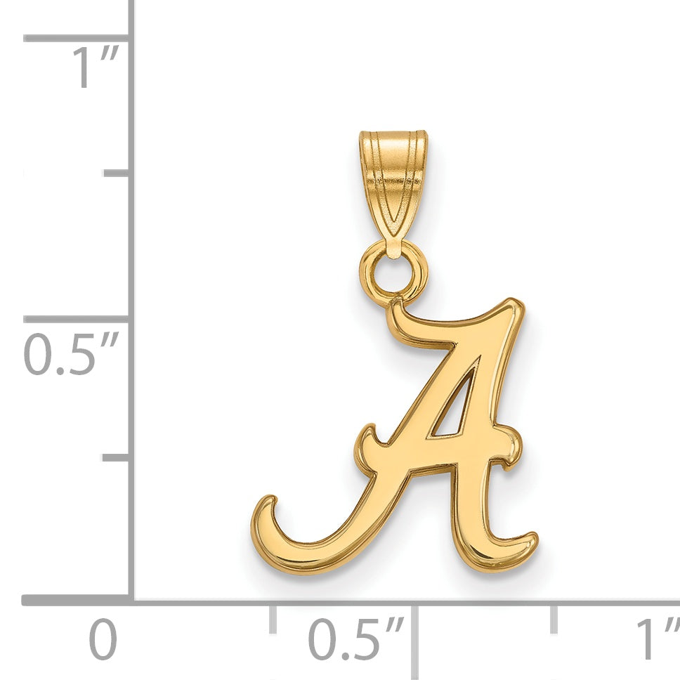 Gold Plated Sterling Silver Logoart University Of Alabama Letter A Small Pendant