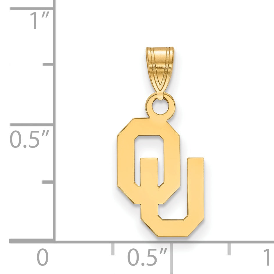 Gold Plated Sterling Silver Logoart University Of Oklahoma O U Small Pendant