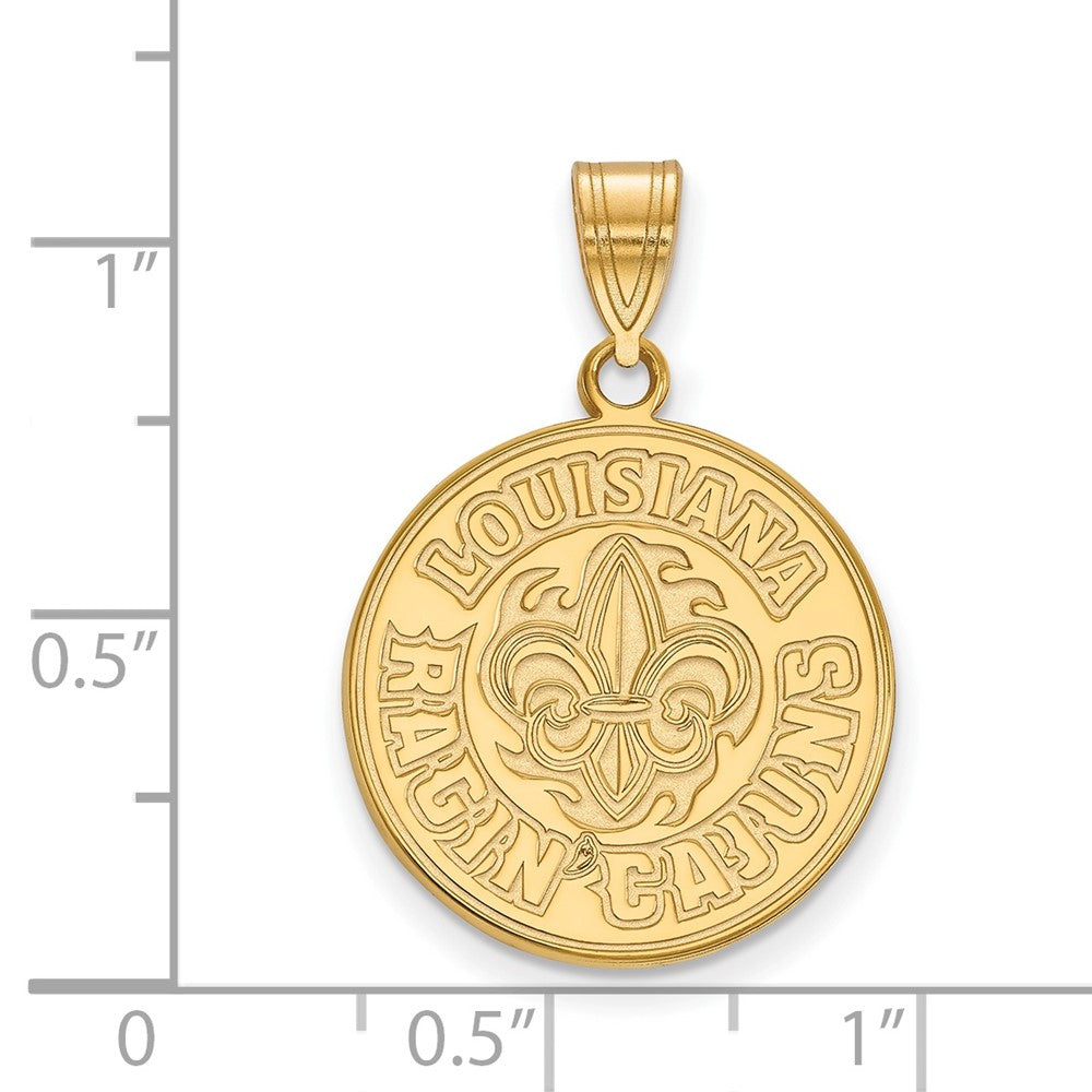 Gold Plated Sterling Silver Logoart University Of Louisiana At Lafayette Large Pendant