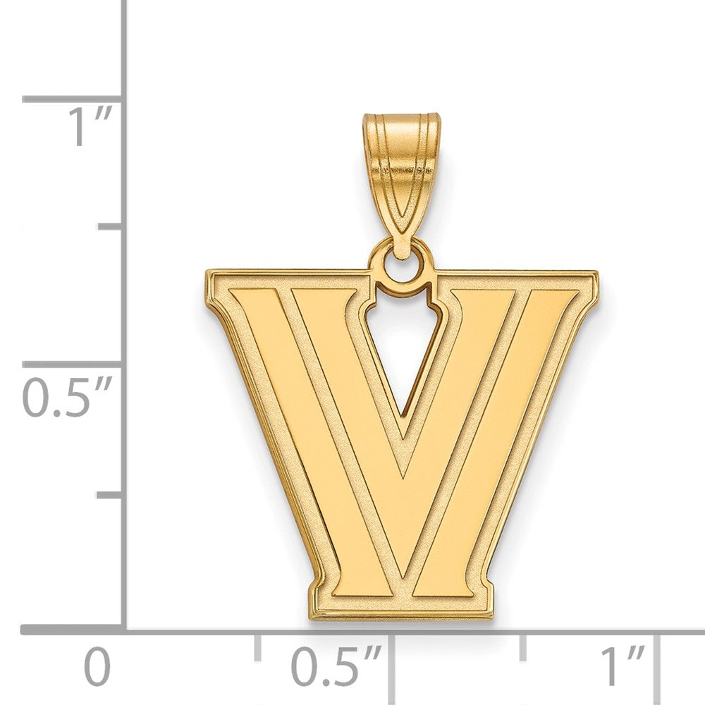 Gold Plated Sterling Silver Logoart Villanova University Letter V Medium Pendant