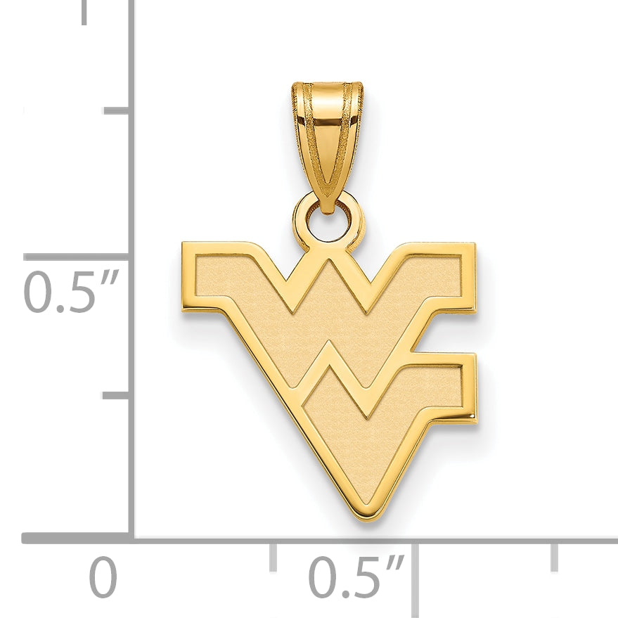 Gold Plated Sterling Silver Logoart West Virginia University W V Small Pendant